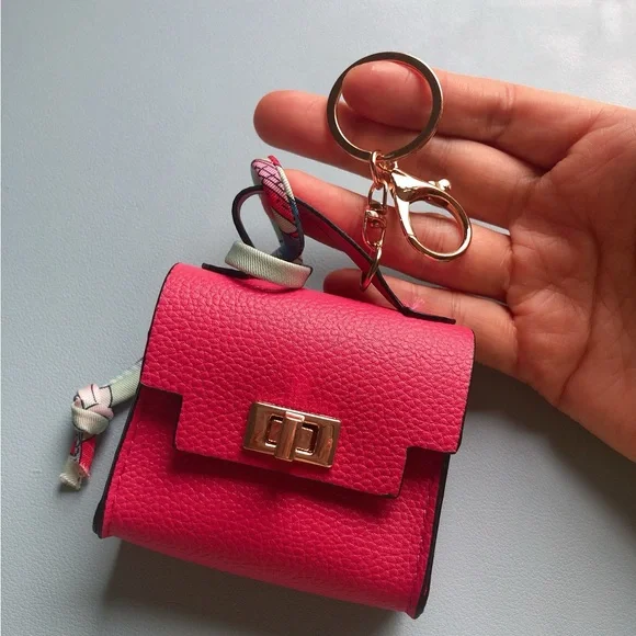 🌟🌟🌟Pink Mini Bag Charm with Keychain - Picture 1 of 10